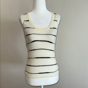 NEW Zara Cream Knit Tank with Black Stripes